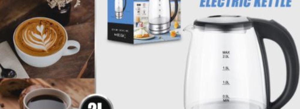 Luma Bella Water Kettle 2 Liter - 1500W - Glass - 360 Degree Rotating Base - Removable Filter