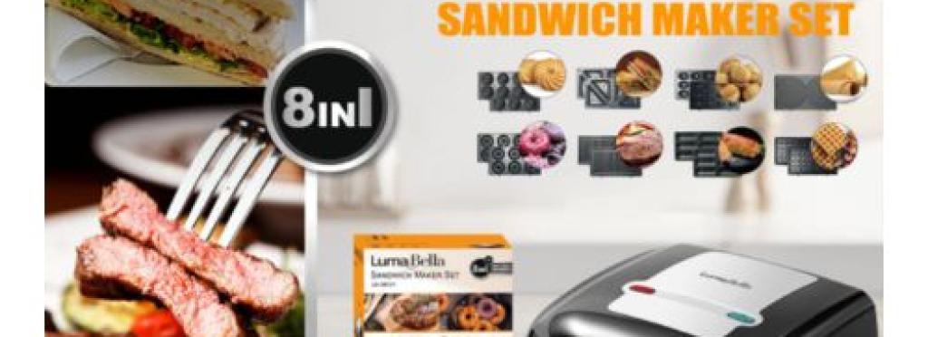 Luma Bella (750 watts) - 8-in-1 multifunctional sandwich maker (model 58031) - non-stick plates - multipurpose