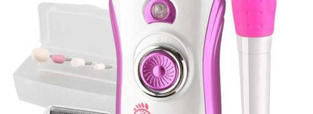 Kemei KM-3026 Rechargeable Electric Hair Clipper for Face and Body for Women - White and Pink