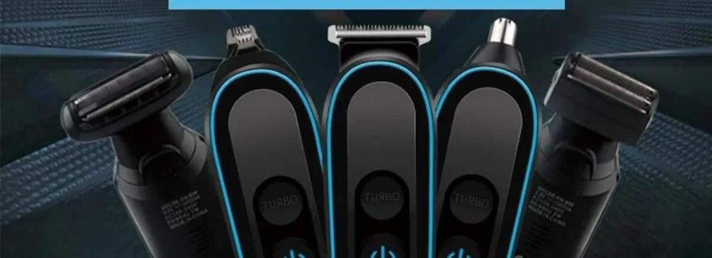 Kemei KM-690 professional rechargeable electric hair clipper 5 in 1 - Black blue
