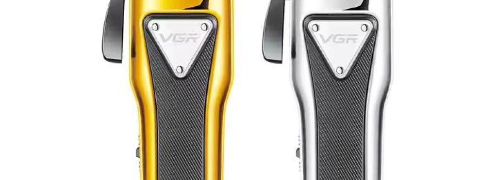 V-135 - Professional electric hair clipper for men, rechargeable, golden color, 6 heads, 2500mAh lithium battery