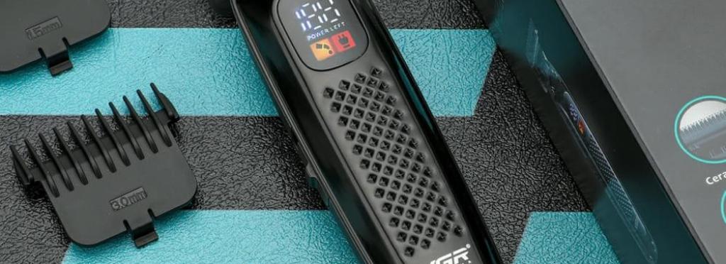V-972 - Professional Electric Hair Clipper for Men, Rechargeable, LED Display, Ceramic Metal Blade