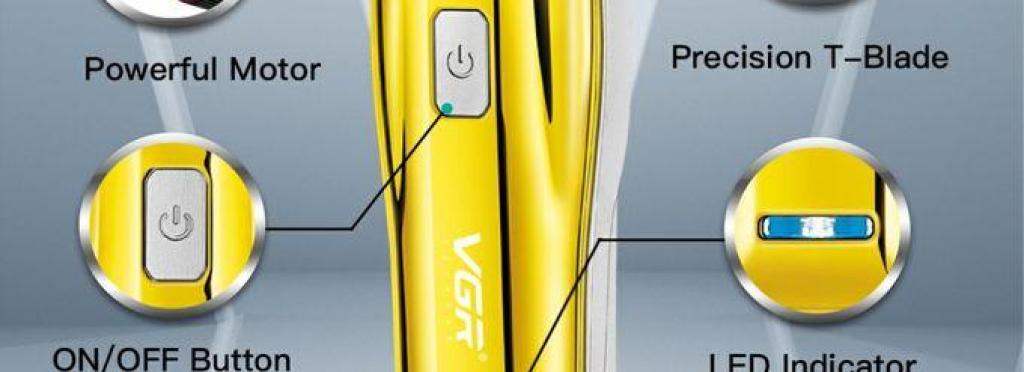 V-955 - Professional Electric Hair Clipper for Men by VGR, Stainless Steel Blades, Rechargeable, 3 Combs, Gold