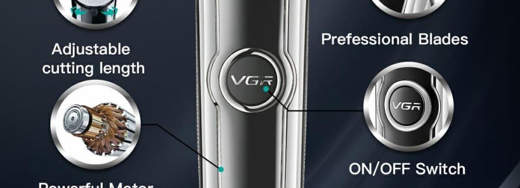 V-288 - Professional Electric Hair Clipper for Men Rechargeable by VGR, Stainless Steel Cutting Head, Metal Housing, Lithium Battery