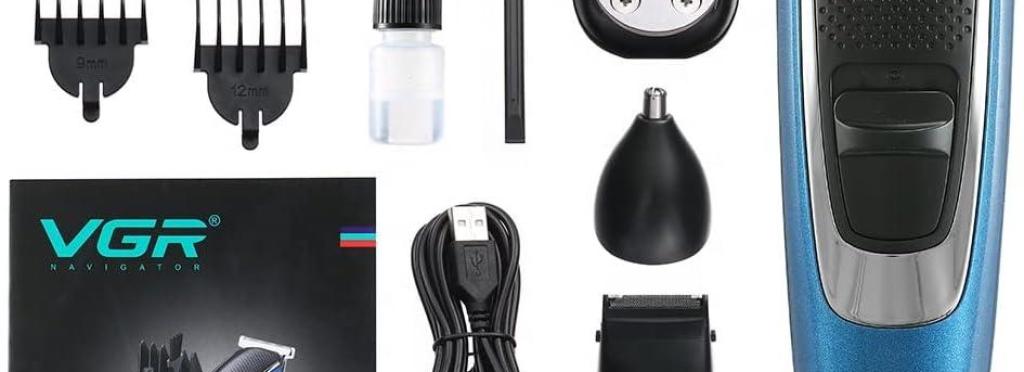 V-172 - Professional Electric Hair Clipper for Men Rechargeable by VGR - Multi-Purpose with 5 Heads