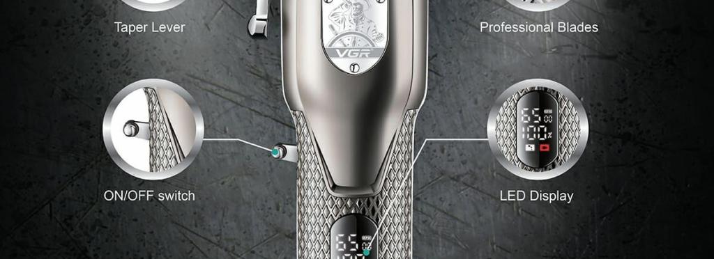 V-276 - Professional Electric Hair Clipper for Men from VGR - Rechargeable, Gray Color, 2500 mAh Battery Capacity