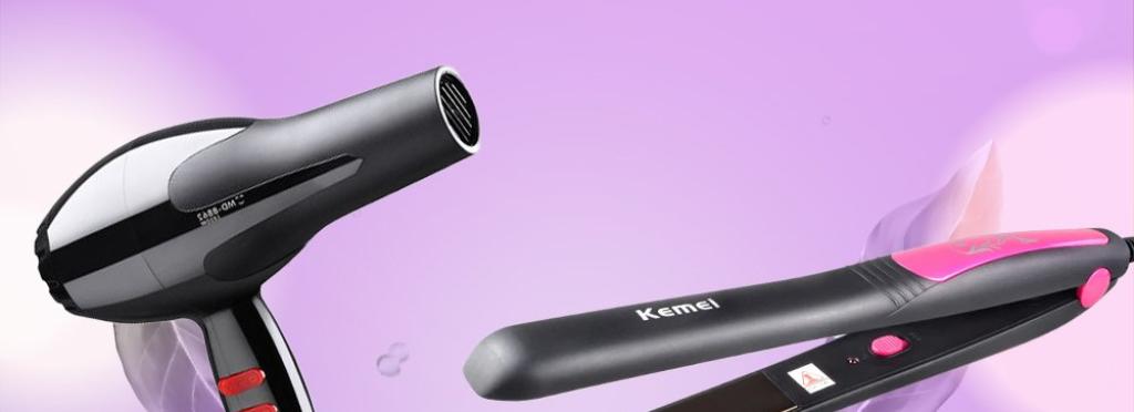 BR-2288 Hair Dryer + Kemei KM-328 Hair Straightener