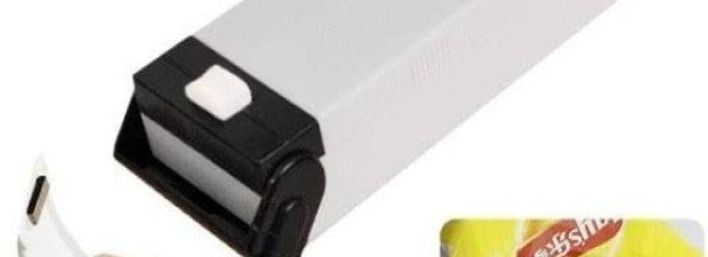 Portable device for sealing plastic food bags white/black 2 pieces