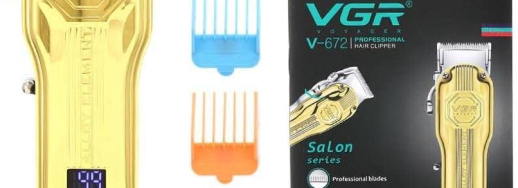 V-672 – Professional Cordless Hair Clipper from VGR, Rechargeable, Gold/Silver