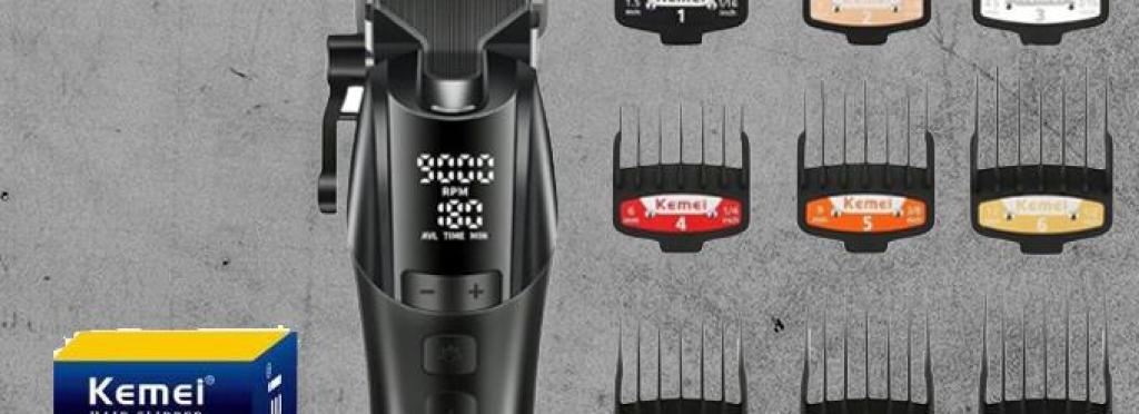 KM-1858 – Professional Electric Hair Clipper for Men, USB Rechargeable, LED Screen, Multi-Purpose