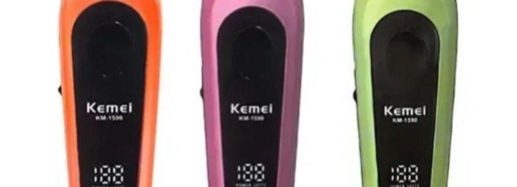 Kemei 1590 – Professional Electric Hair Clipper for Men, Cordless, Multi-Purpose, Waterproof IPX5, Digital Screen, Stainless Steel Blades