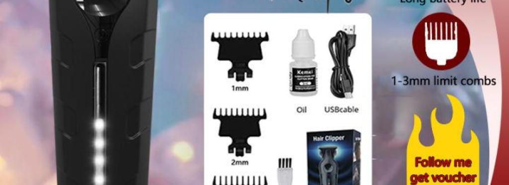 Kemei KM-1563 Electric Hair Clipper for Men – 7200 RPM, 3 Combs, Continuous Lighting, 3-Hour Operation