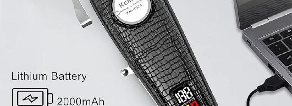 KM-K52S – Professional Electric Hair Clipper for Men Rechargeable, Black, from Kemei, 2000mAh Battery