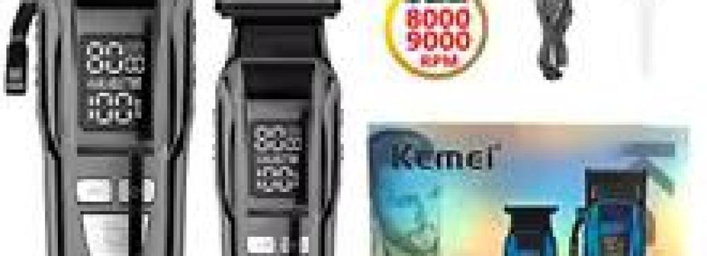 Kemei KM-2797 Hair Clipper – Professional, Rechargeable, Digital Screen, Blue
