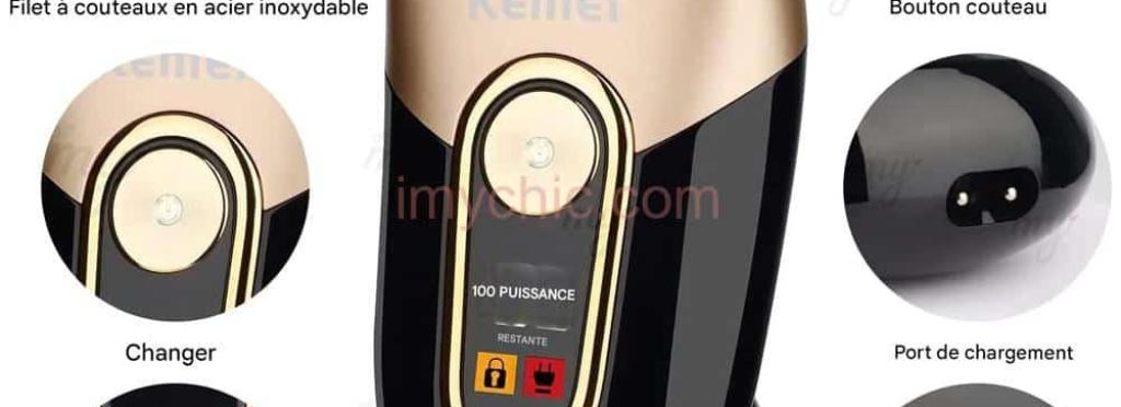 Kemei 3209 Electric Hair Clipper for Men - Rechargeable and Washable - 3 Blades - Black