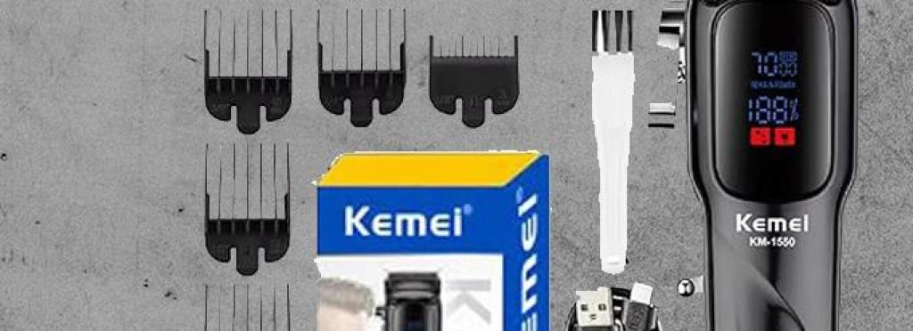 Kemei KM-1550 Professional Electric Hair Clipper for Men - Cordless, Rechargeable, 2000mAh Lithium Battery
