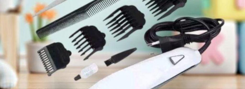 KM-4803 Professional Electric Hair Clipper for Men - Silver, Rechargeable, with 4 Combs