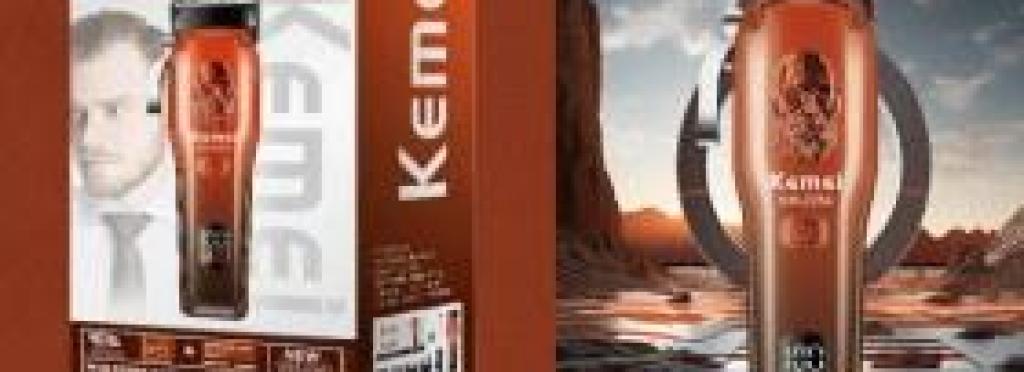 KM-2254 Professional Electric Hair Clipper for Men - Rechargeable, Orange Color, Stainless Steel Blades