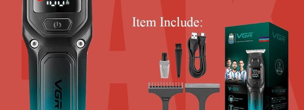 V-964 - Professional Electric Hair Clipper for Men - Rechargeable - Black - VGR