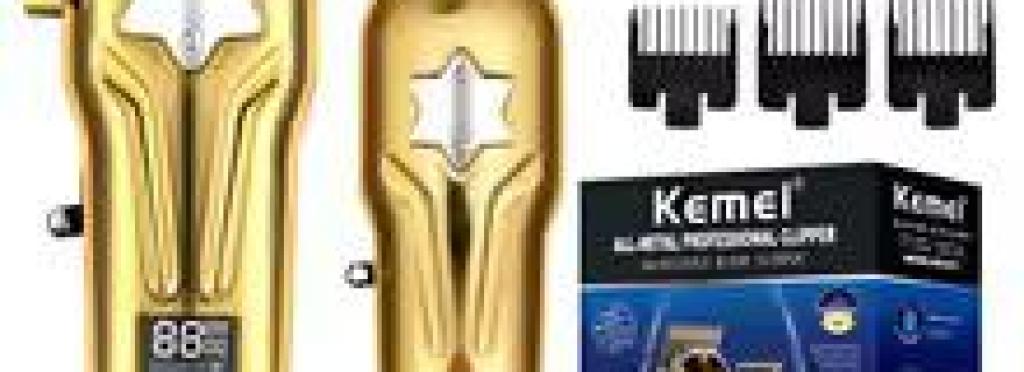 Kemei KM-2011 - Professional Rechargeable Electric Hair Clipper for Men - 2 Clippers with LED Displays and 10 Guide Combs