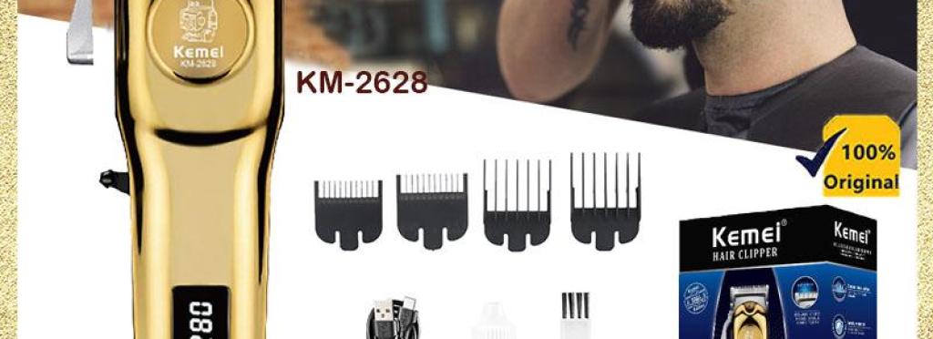 Kemei KM-2628 Professional Electric Hair Clipper for Men - Rechargeable, LCD Display, for All Hair Types