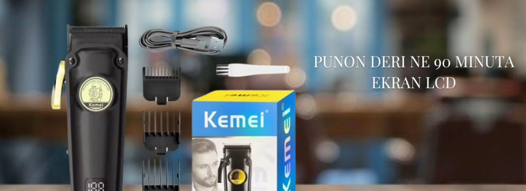 Kemei KM-2372 Professional Rechargeable Electric Hair Clipper for Men - with Colored LED Display and 7000RPM Speed