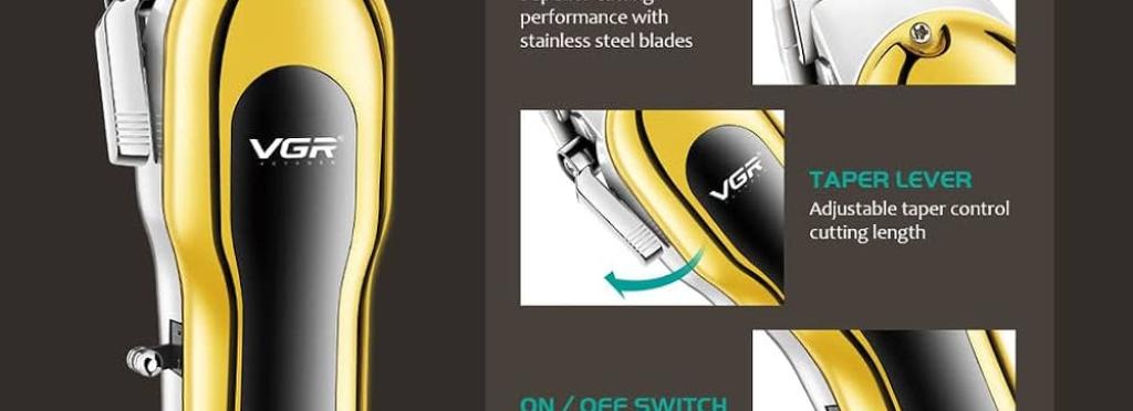 VGR Professional Hair Clipper - V-680 Model with Metal Design and LED Display