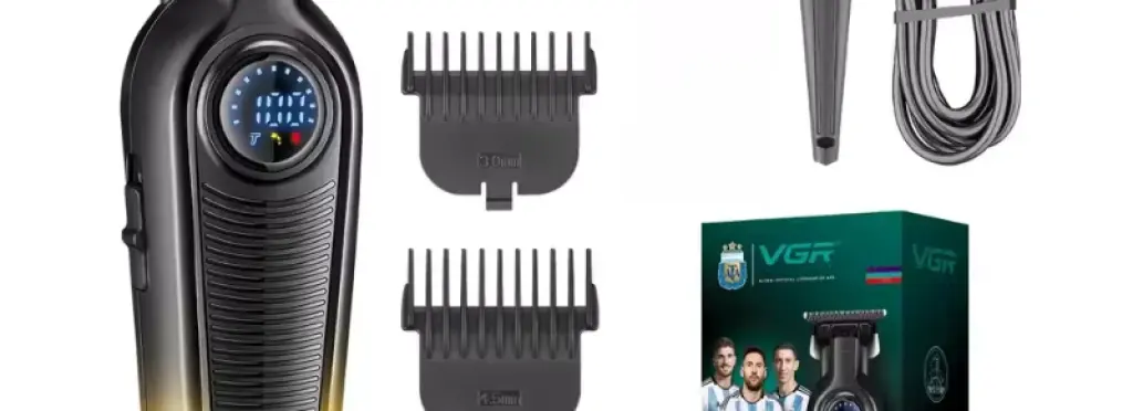 VGR T-Shaped Hair Clipper - V-996 Model with LED Display and 4 Attachments