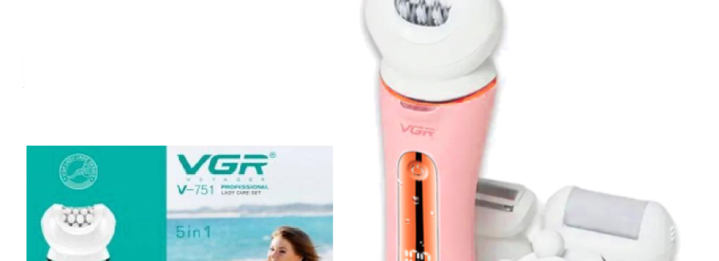 VGR V-751 shaving tools set - 5 accessories in pink and white