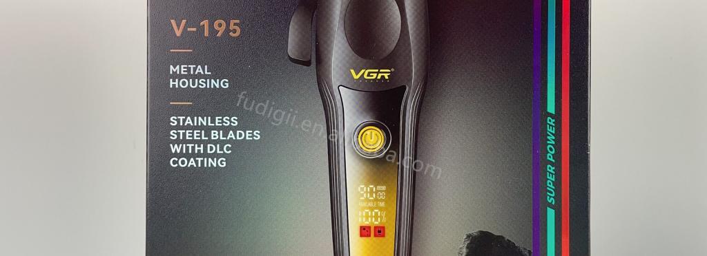 VGR V-195 Professional Hair Clipper with BLDC Motor - DLC Blades, 8 Metal Guide Combs, Smart LED Display, 250-Minute Battery
