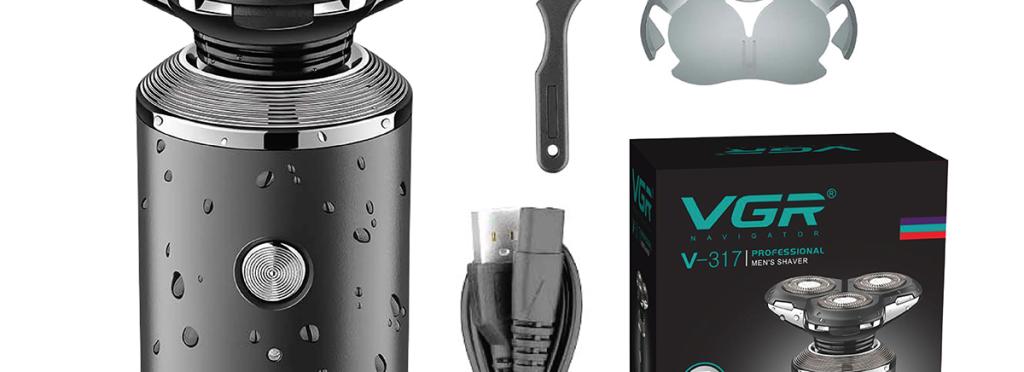 VGR V-317 Cordless Beard Hair Clipper - 360 Degree Rotating 3D Head, Wet and Dry Cutting, IPX6 Waterproof, USB Charging