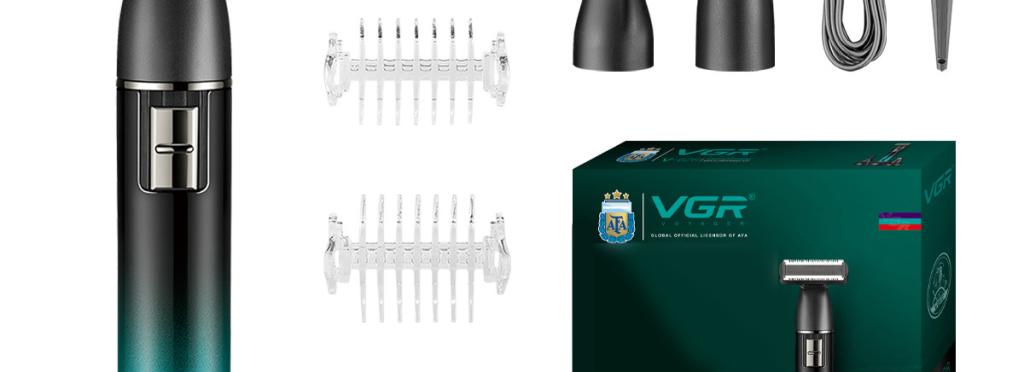 VGR V-628 Hair Cutting and Integrated Care Set - 3-in-1 for Body, Ear, Nose and Bikini Area, Smart LCD Display, USB Charging