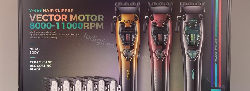 VGR V-668 Professional Hair Clipper - Wireless with Vector Motor 11000 RPM, DLC and Ceramic Blades, 250-Minute Battery, 6 Guide Combs