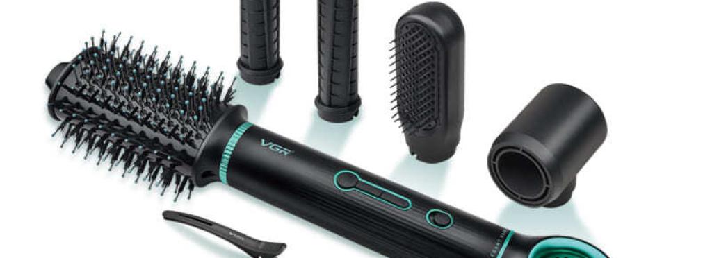 VGR V-486 Professional Hot Air Brush - 5-in-1 with 1000W Power, 3 Heat Settings, Two Speeds, for All Hair Styling