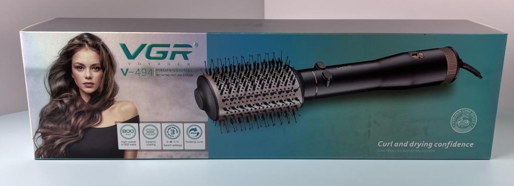 VGR-494 Professional Rotating Hair Brush - 3-in-1 for Drying, Styling, and Straightening Hair, with Ionic Technology and Dual Rotation, 4-Year Warranty