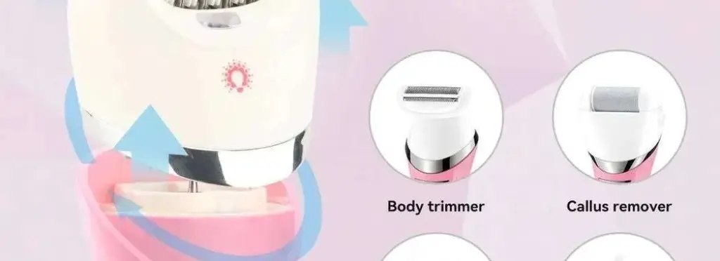 VGR V-759 Professional 5-in-1 Women's Hair Removal Device - IPX7 Waterproof, 30-Tweezer System, LED Light, Two Speeds, 180-Minute Battery, USB Charging