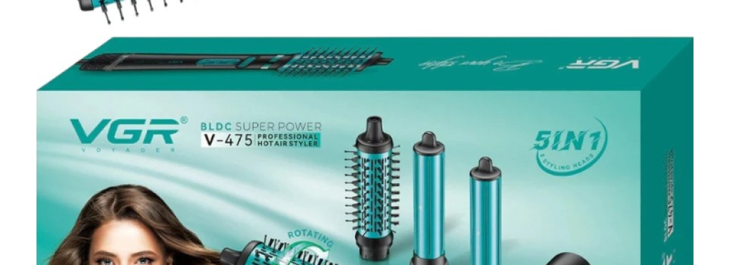 Professional 5-in-1 hot air brush and hair dryer for women VGR V-475