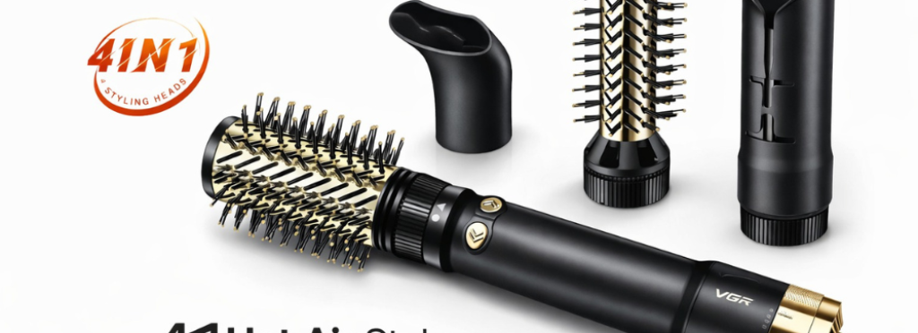 Professional 4-in-1 rotating hair straightening brush and dryer VGR V-481