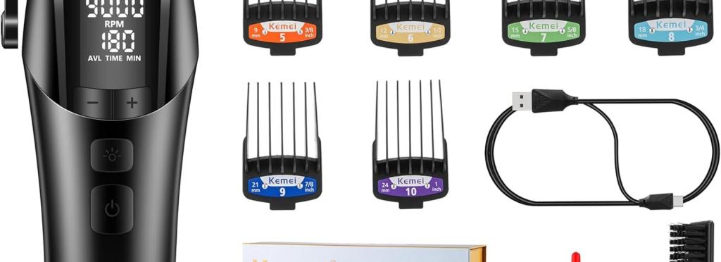 Kemei professional hair clipper with LED screen and 4600 mAh battery KM-1858