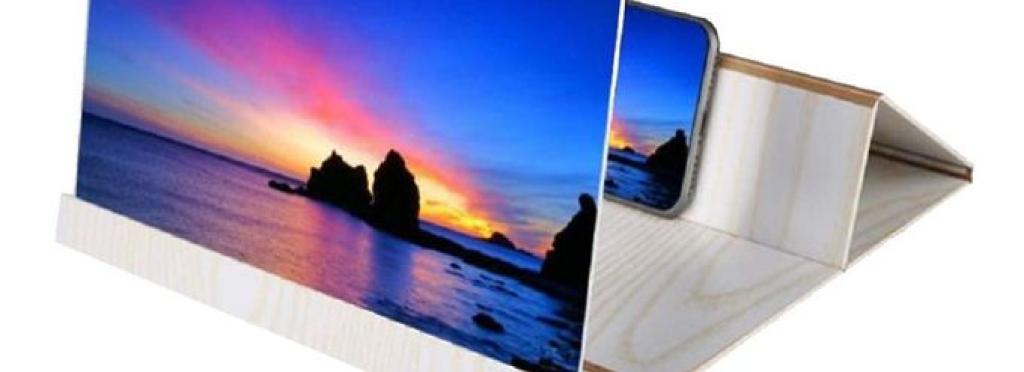 12-inch Wooden Mobile Screen Magnifier with 2-4x Magnification Suitable for All Types of Mobile Phones
