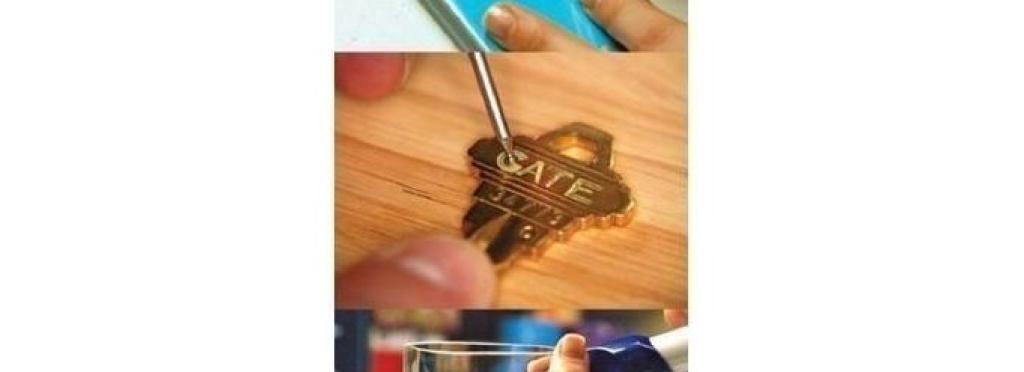 Magic engraving pen on metal, wood or glass