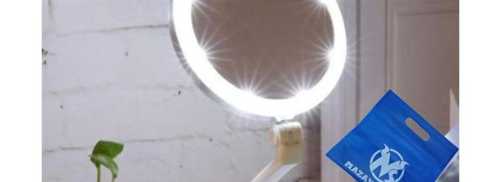 Foldable Mirror With Led Light - White