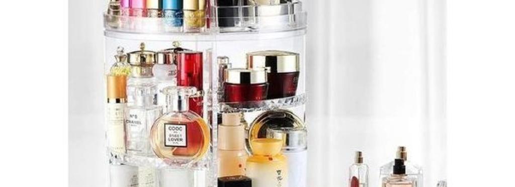 General 360-Degree Rotating Makeup Organizer, Adjustable Cosmetics Display Storage Box, High-Capacity Makeup Shelf, Clear Acrylic