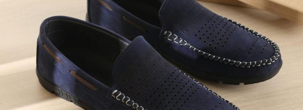 Men's luxury suede shoes in Havana, Black, Navy, and Brown colors M1