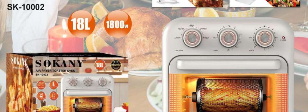 Sokany air fryer SK-10002 18L 1800 watts - best for healthy cooking