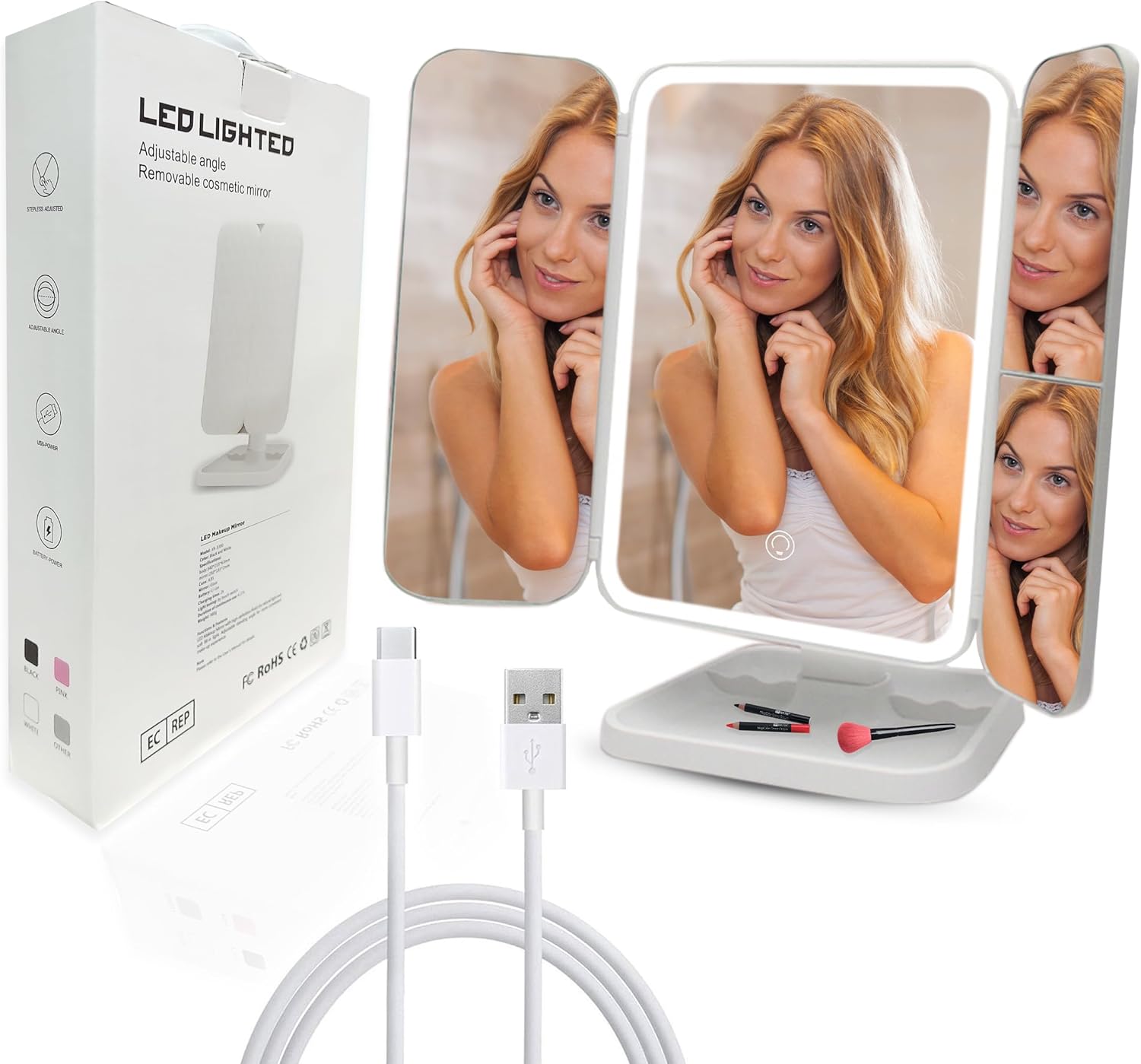 LED Lighted Makeup Mirrors - Touch and Foldable - XR-3300