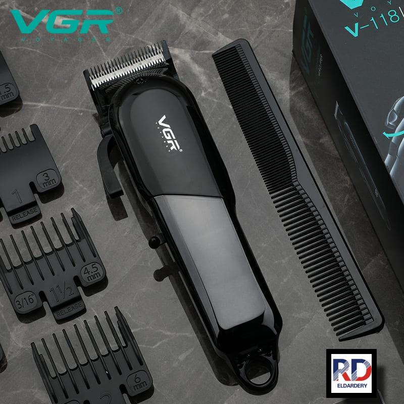 VGR V-118 Professional Rechargeable Electric Hair Clipper for Men - Black