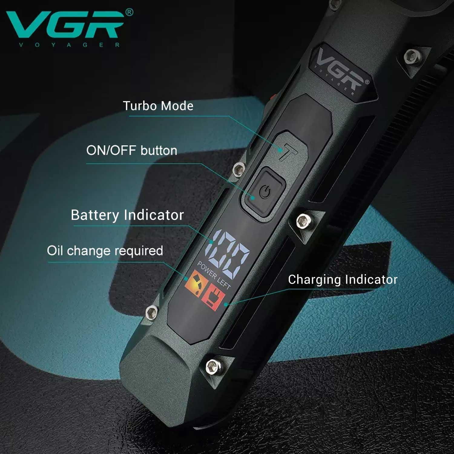 V-696 - Professional electric hair clipper from VGR, rechargeable, for men, green color, 2500mAh battery capacity — image 4