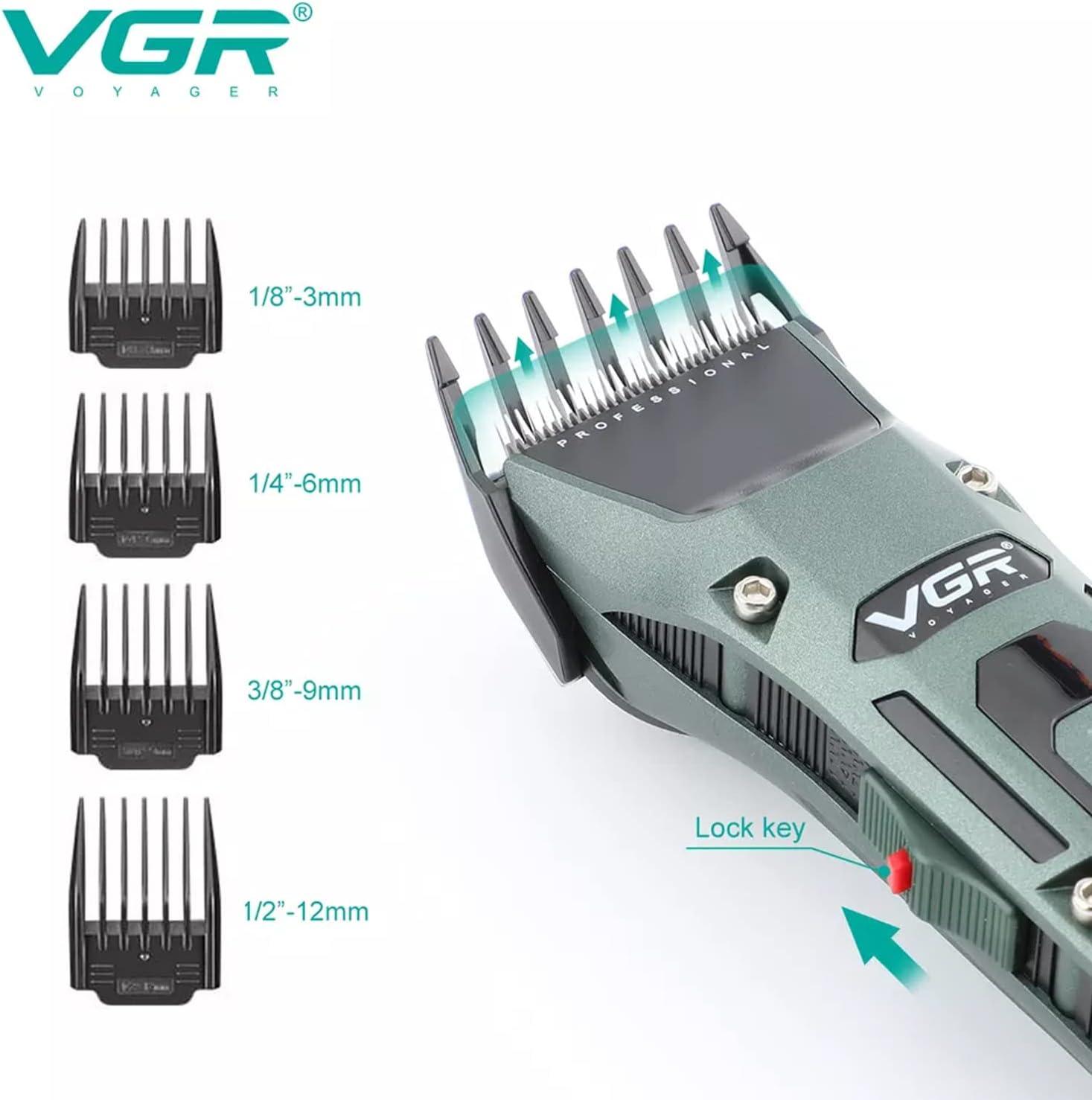 V-696 - Professional electric hair clipper from VGR, rechargeable, for men, green color, 2500mAh battery capacity — image 5