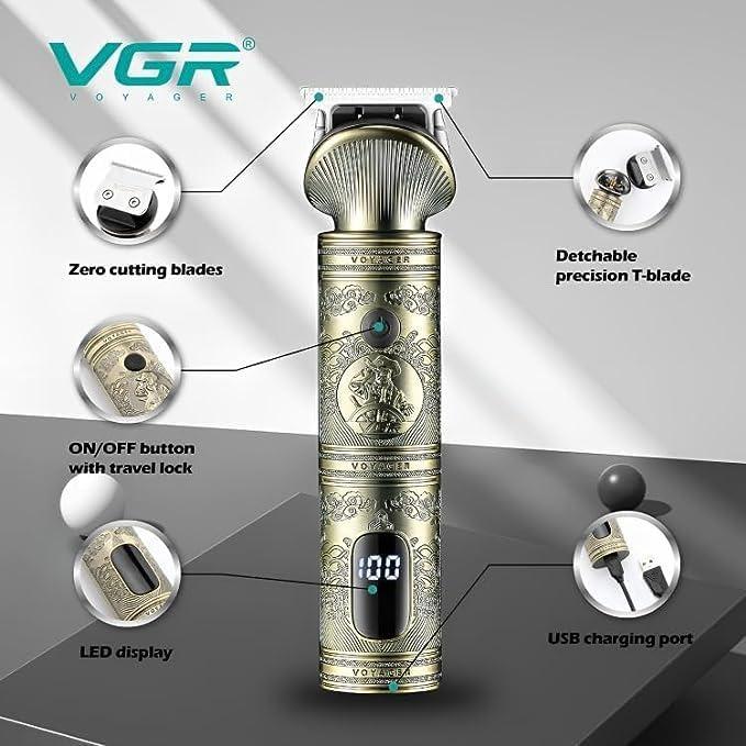 V-962 Professional electric hair clipper for men - Rechargeable, golden, VGR brand — image 2